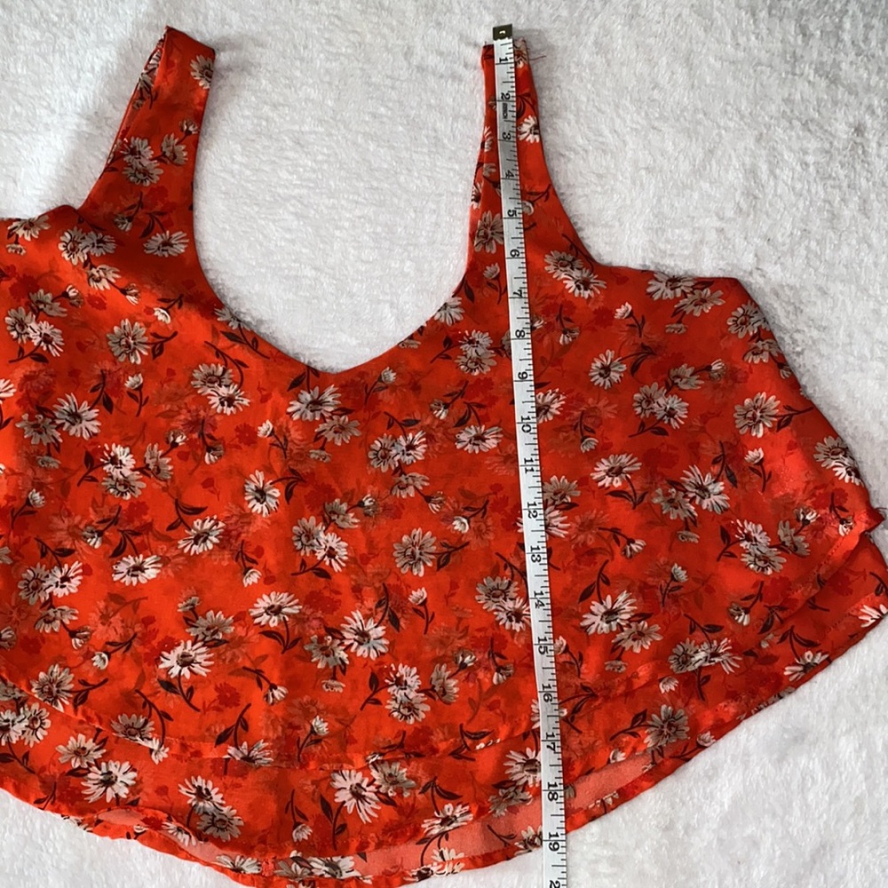 Orange sleeveless floral crop top (M) - Picture 3 of 6